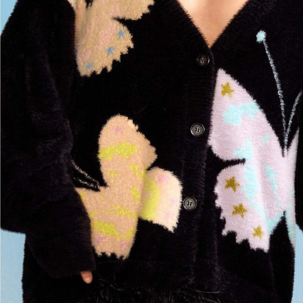 Cynthia Rowley Mohair Eyelash Oversized Butterfly Cardigan - Picture 2 of 5